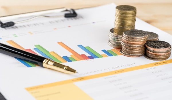 there are coins on paper