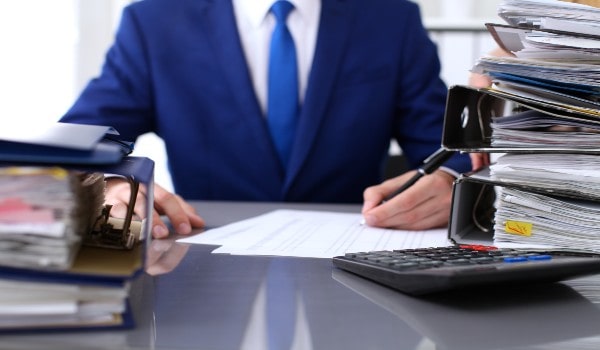 a man is working in office