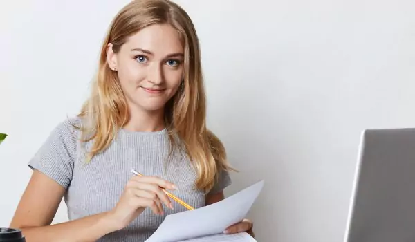 woman working at her office