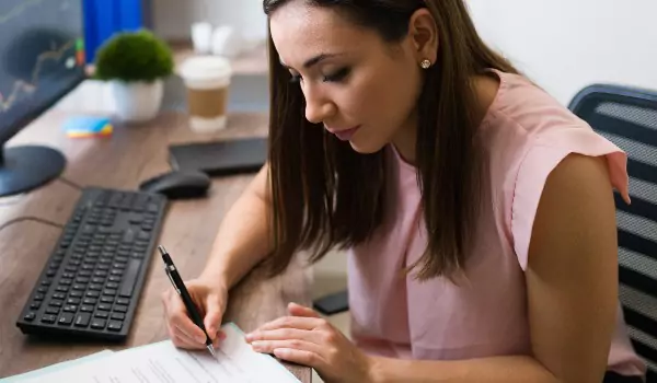 young woman working in office